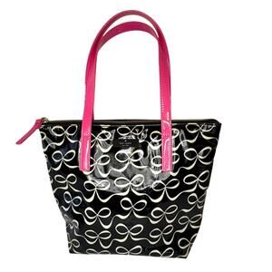 Kate Spade Vinyl Bow Bag Black White Pink
